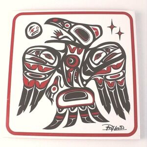 Bill Helin Tsimshian Raven Ceramic Art Tile Cork Backed 6x6 Northwest Coast Art